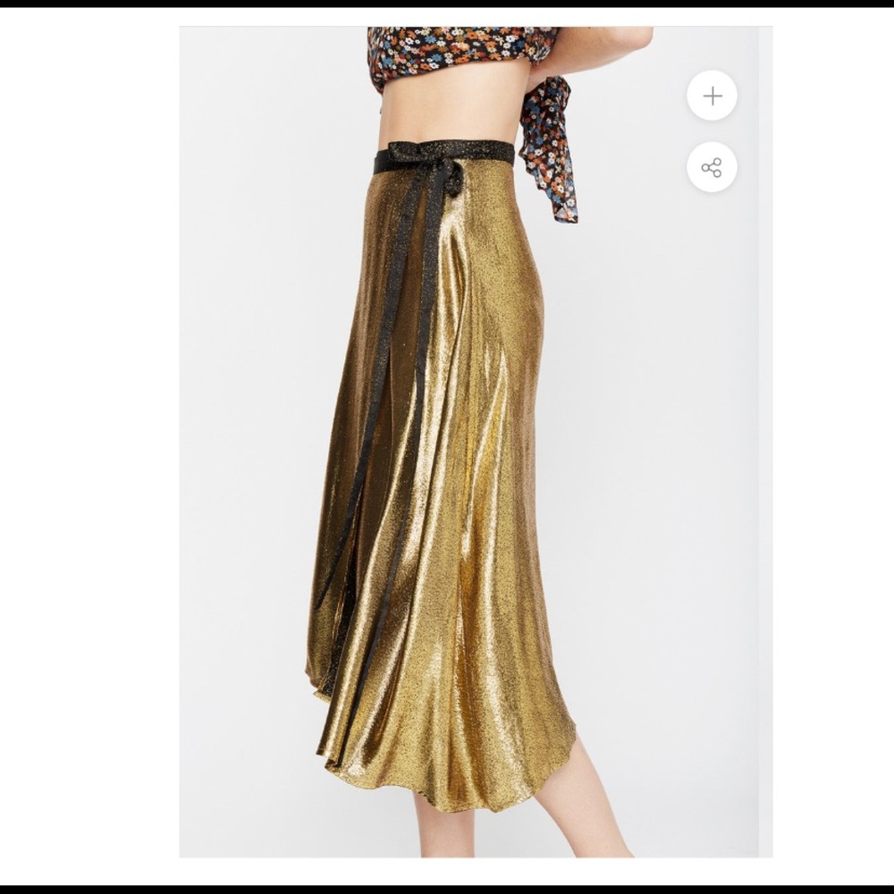 Wray Metallic Gold Lame Wrap Skirt NEW